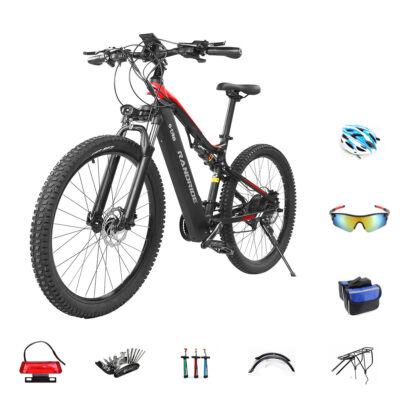 RANDRIDE YG90B Schwarz 48V 17AH 1000W Elektrofahrrad mit 27,5 * 2,4 Zoll Reichweite 120 km Maximale Last 120kg